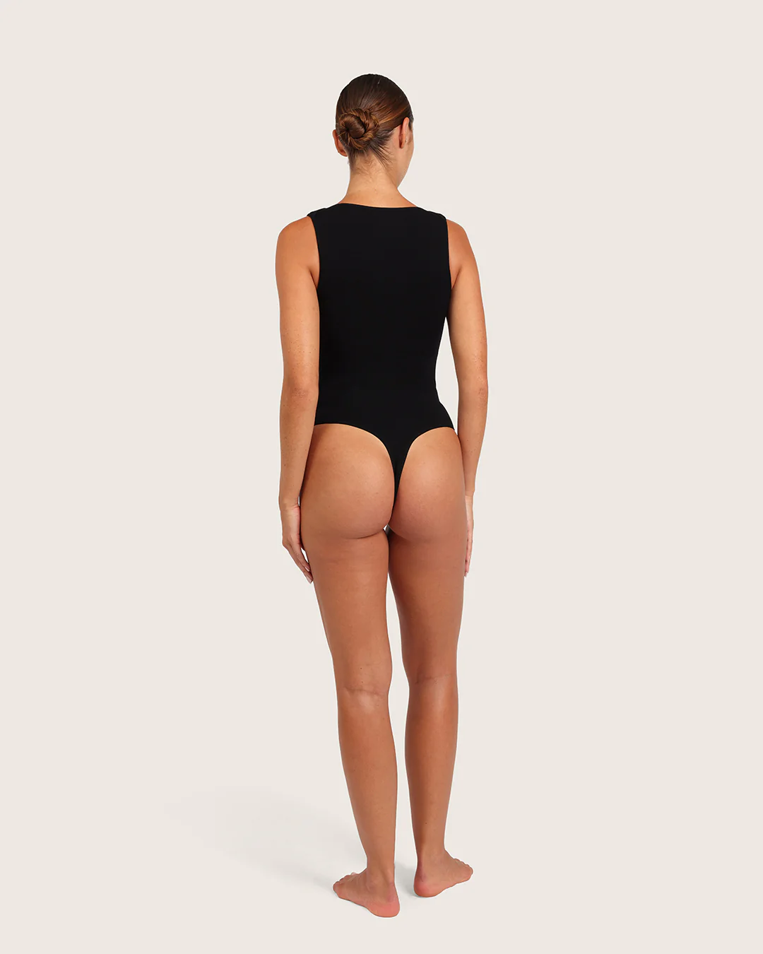 Ribbed Boat Neck Bodysuit - Black - Image 3