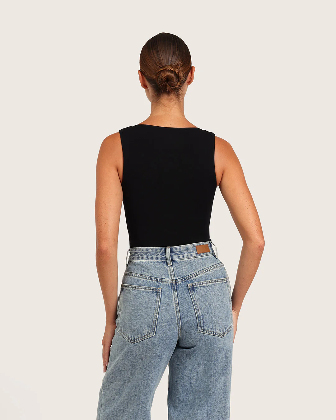 Ribbed Boat Neck Bodysuit - Black - Image 6