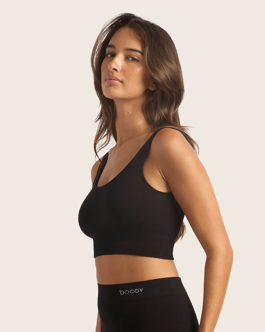 Ribbed Seamfree Crop - Black - Image 3