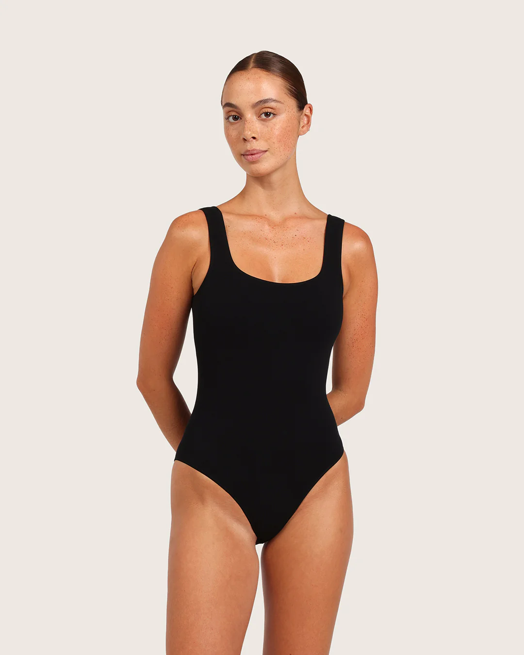 Ribbed Square Neck Bodysuit - Black - Image 7