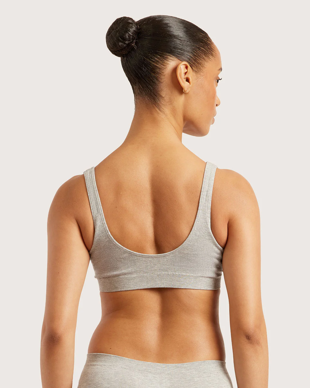 Seamfree Crop Bra - Light Grey Marl - Image 2