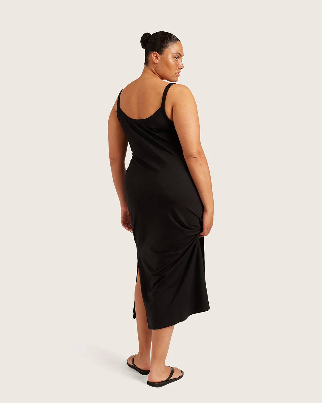 V-Neck Slip Dress - Black - Image 4