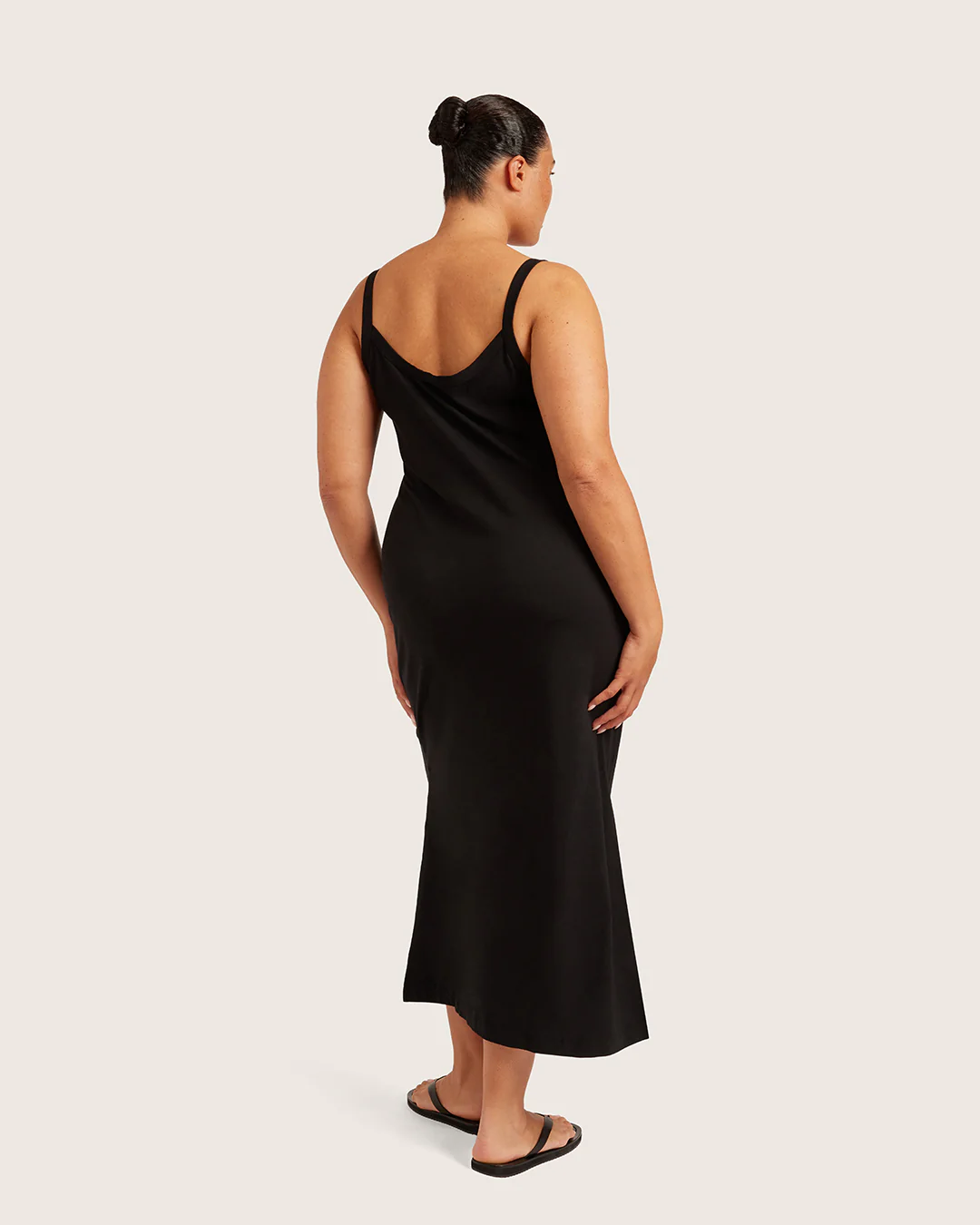 V-Neck Slip Dress - Black - Image 5