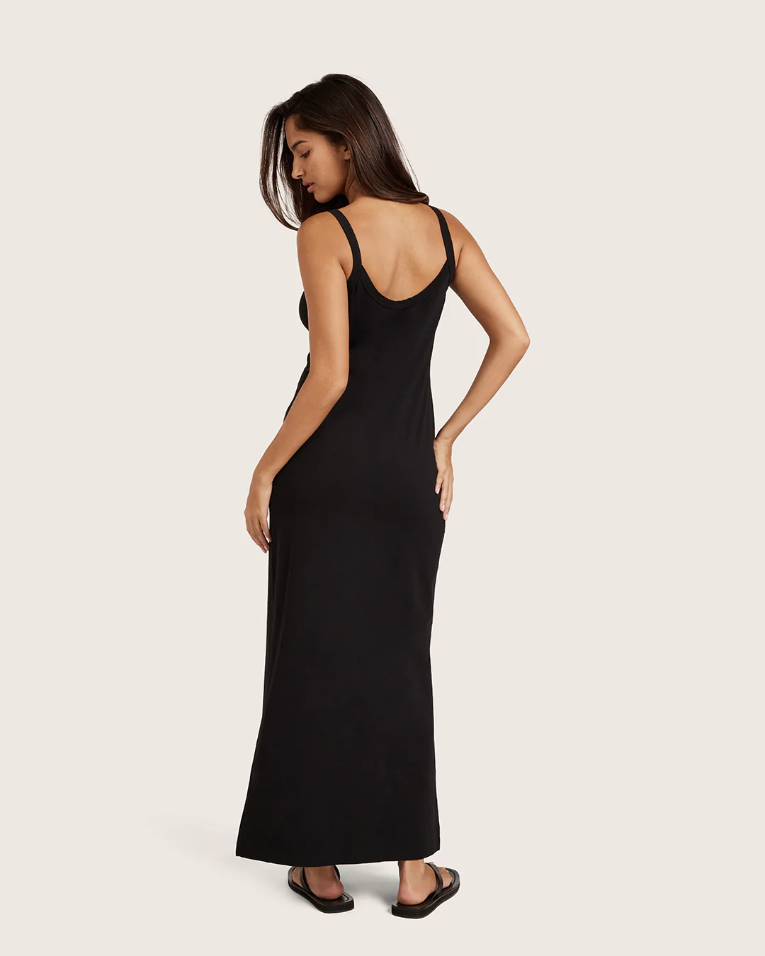 V-Neck Slip Dress - Black - Image 8