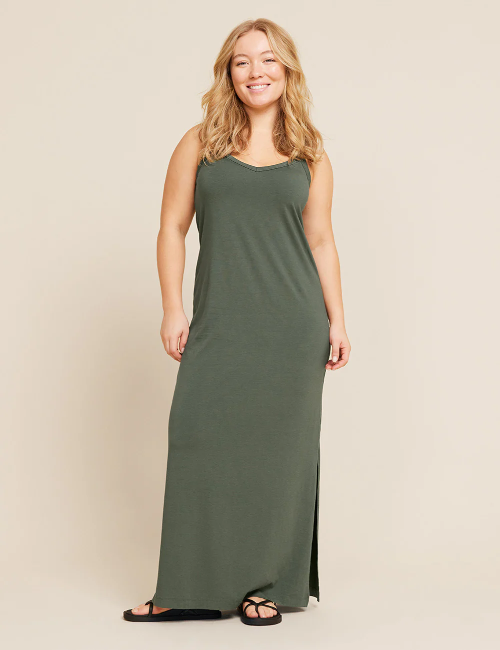 V-Neck Slip Dress - Moss - Image 6
