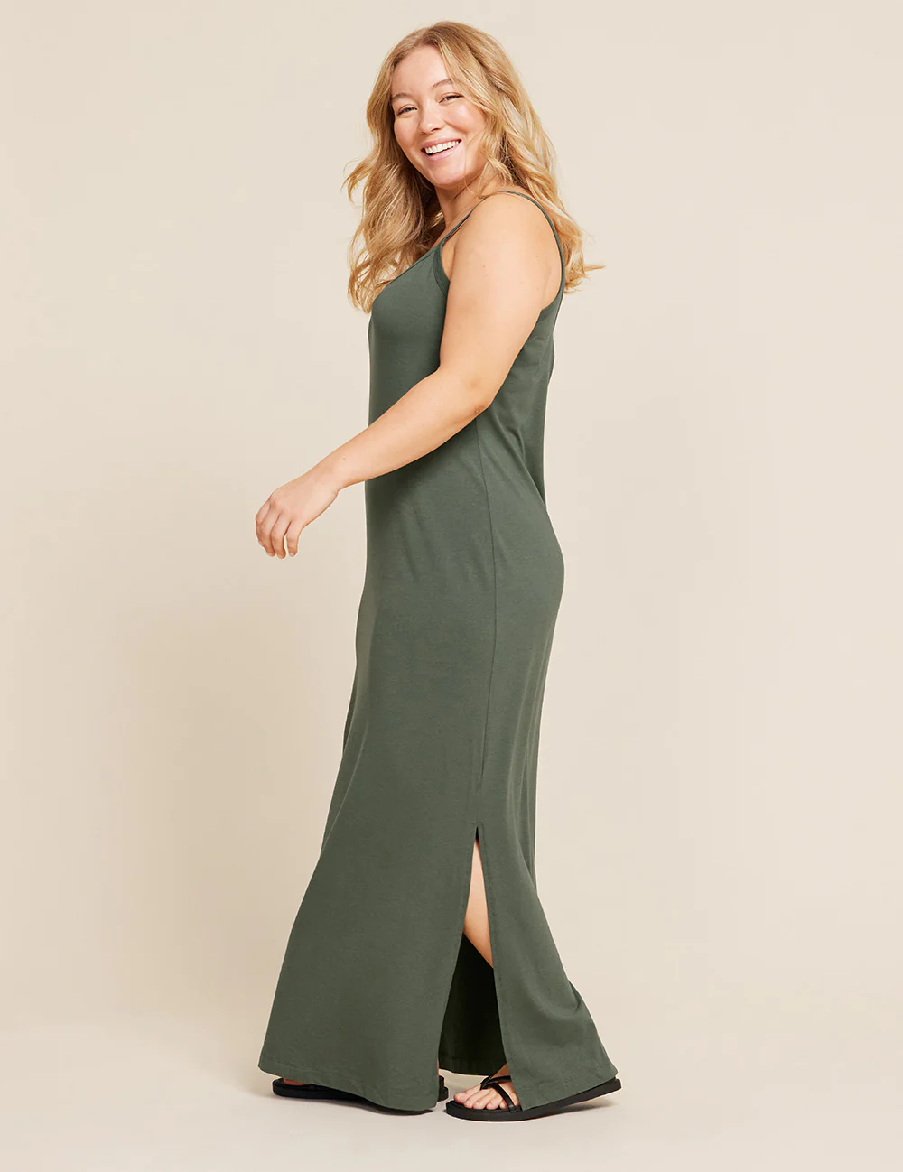 V-Neck Slip Dress - Moss - Image 7