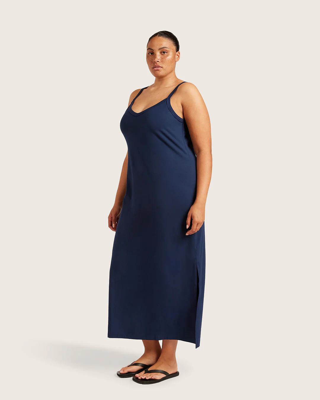 V-Neck Slip Dress - Navy - Image 10