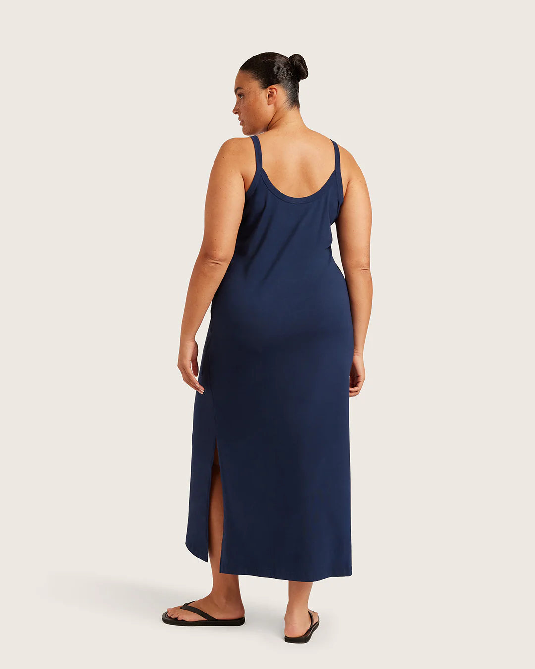 V-Neck Slip Dress - Navy - Image 6