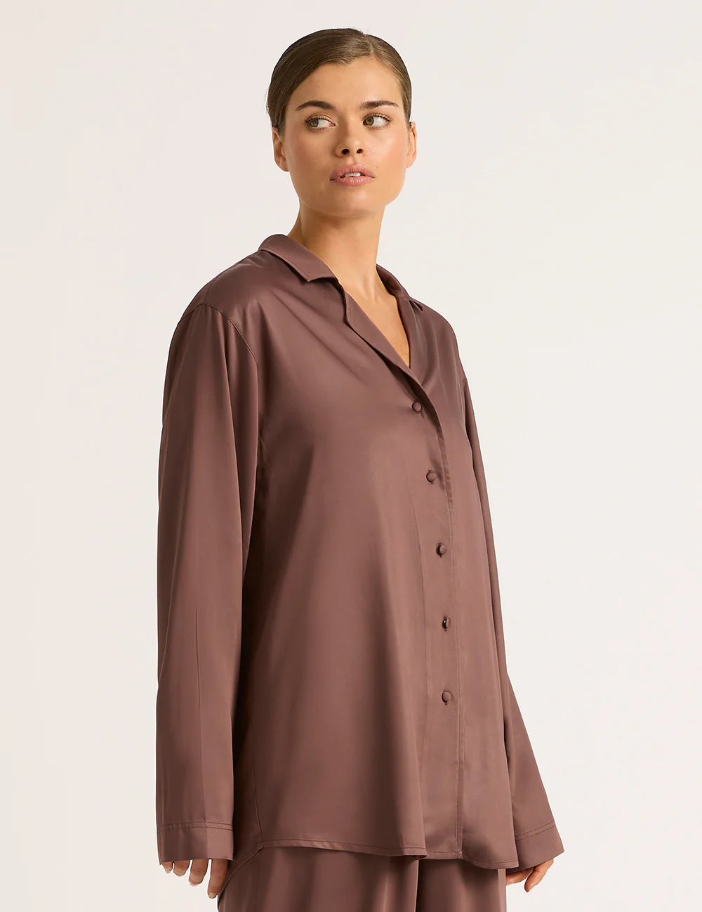 Vegan Silk Long Sleeve Shirt - Garnet - Image 2
