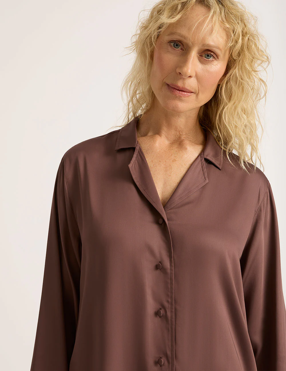 Vegan Silk Long Sleeve Shirt - Garnet - Image 9