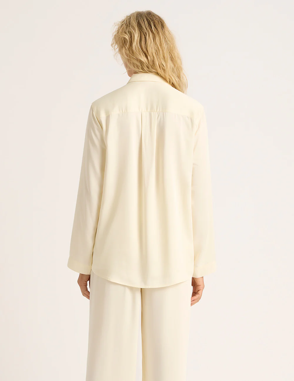 Vegan Silk Long Sleeve Shirt - Pearl - Image 11