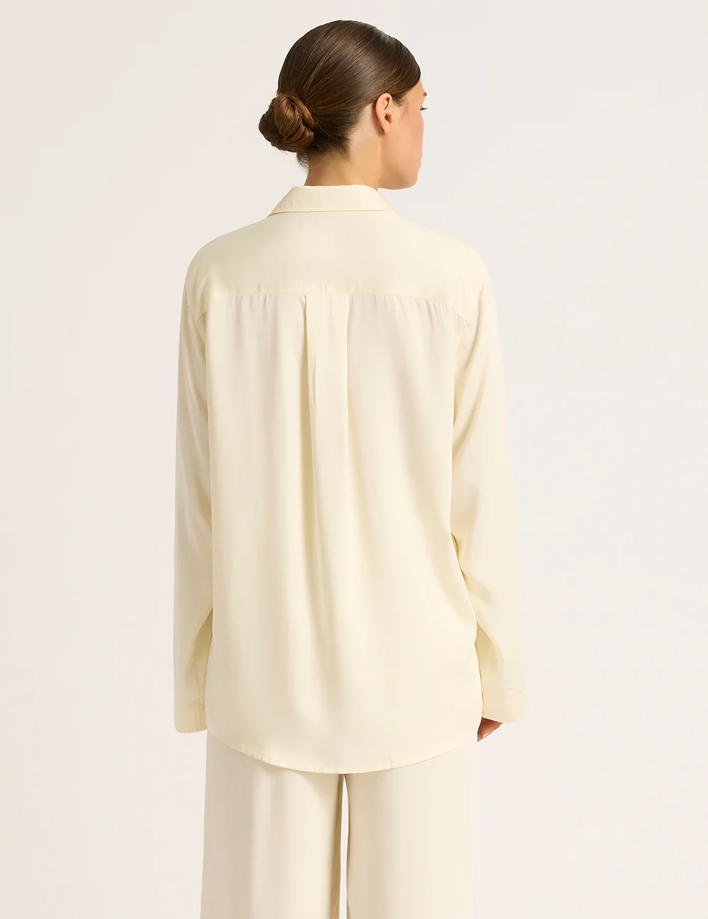Vegan Silk Long Sleeve Shirt - Pearl - Image 2