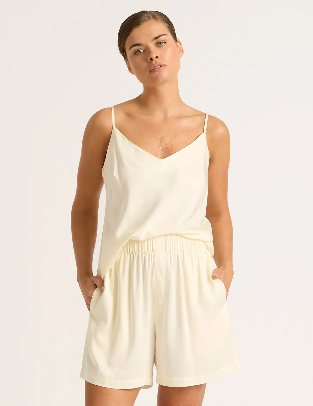 Vegan Silk Shorts - Pearl - Image 4