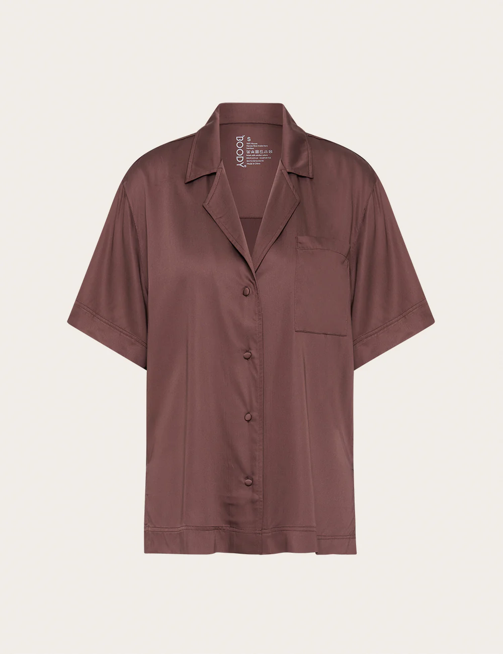 Vegan Silk Short Sleeve Shirt - Garnet - Image 12