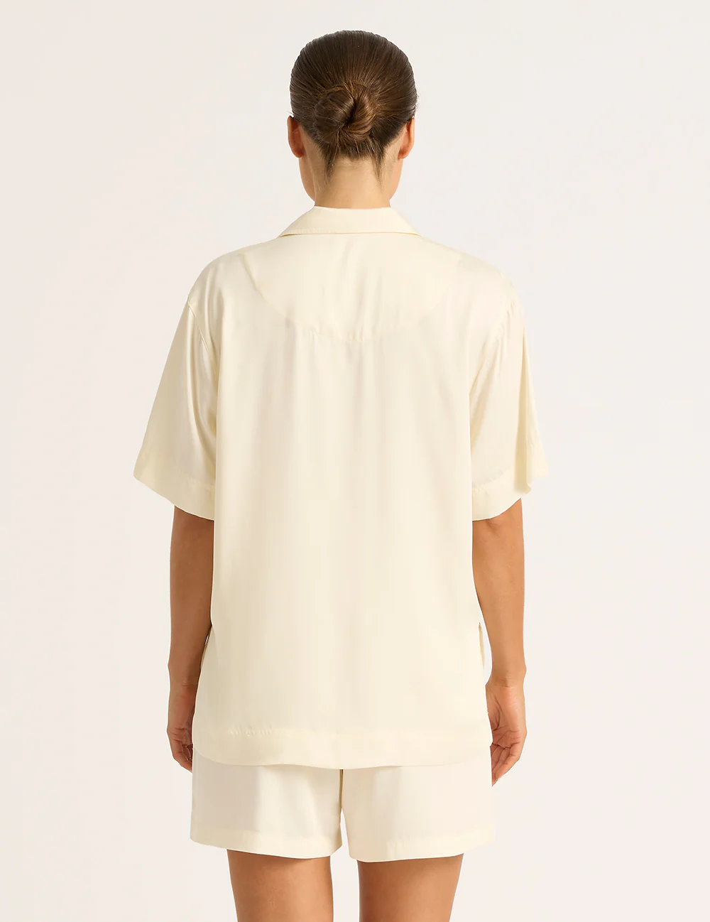 Vegan Silk Short Sleeve Shirt - Pearl - Image 2