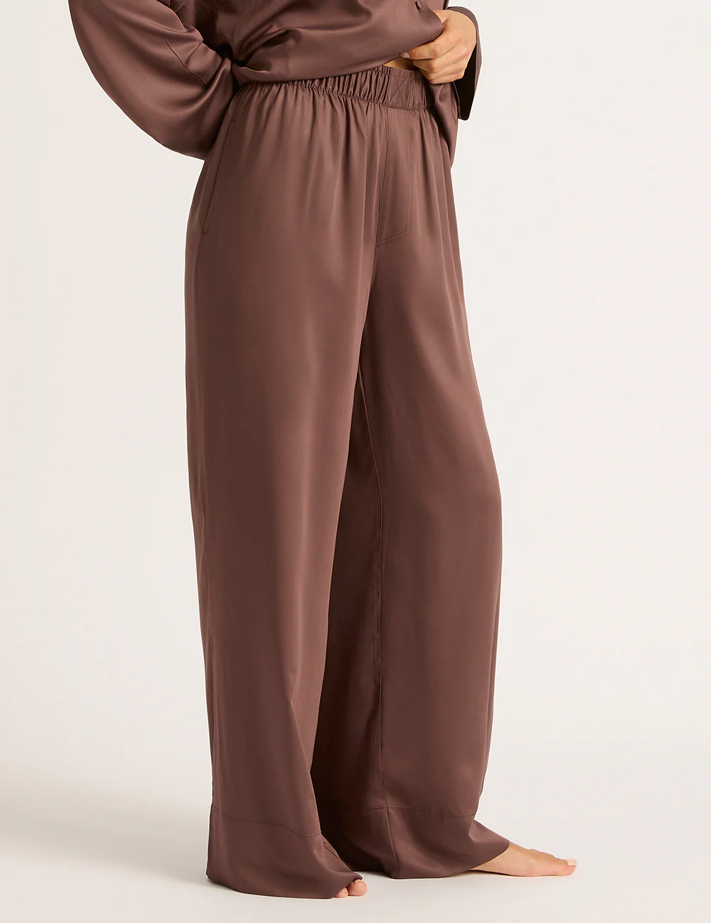 Vegan Silk Wide Leg Pants - Garnet - Image 3
