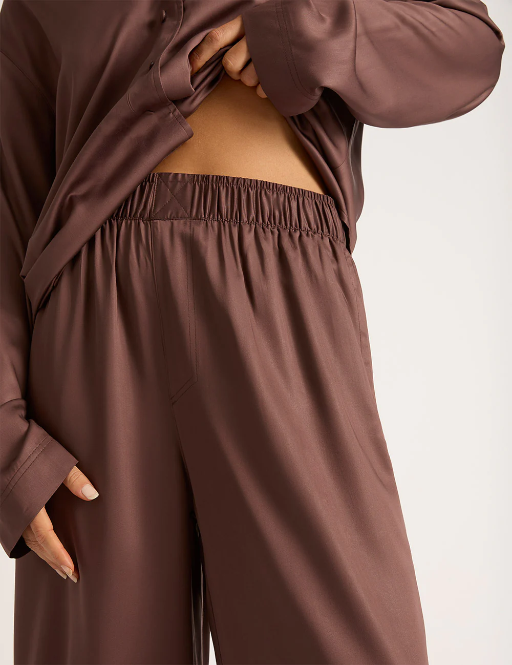Vegan Silk Wide Leg Pants - Garnet - Image 4
