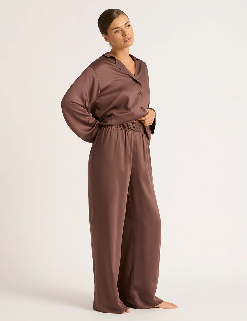 Vegan Silk Wide Leg Pants - Garnet - Image 5