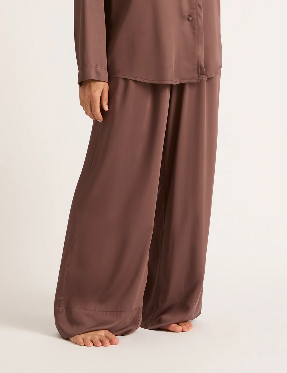 Vegan Silk Wide Leg Pants - Garnet - Image 7