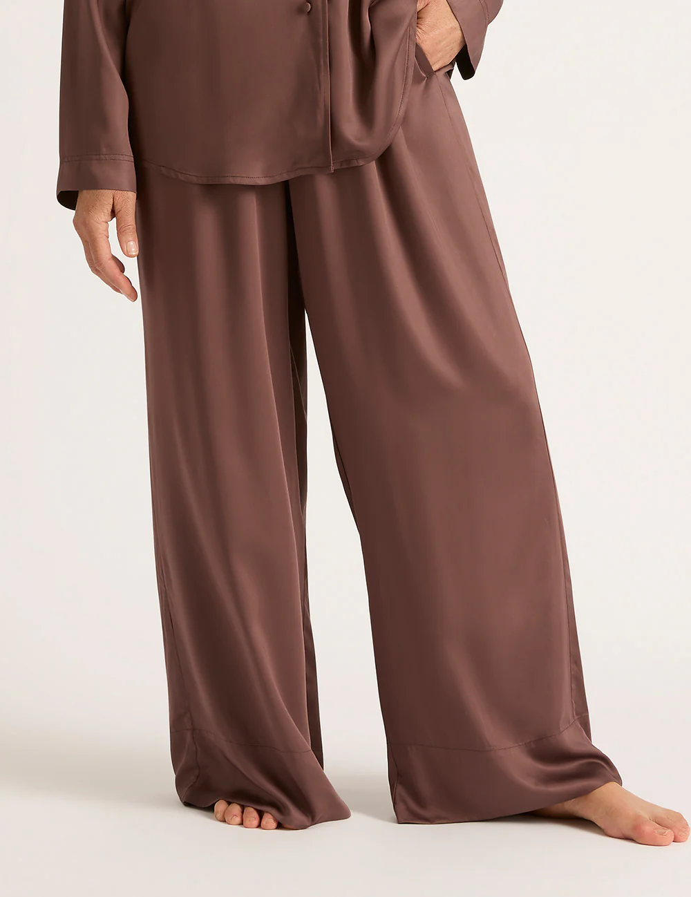 Vegan Silk Wide Leg Pants - Garnet - Image 9