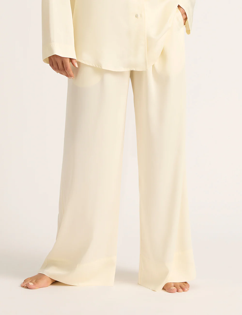 Vegan Silk Wide Leg Pants - Pearl - Image 2