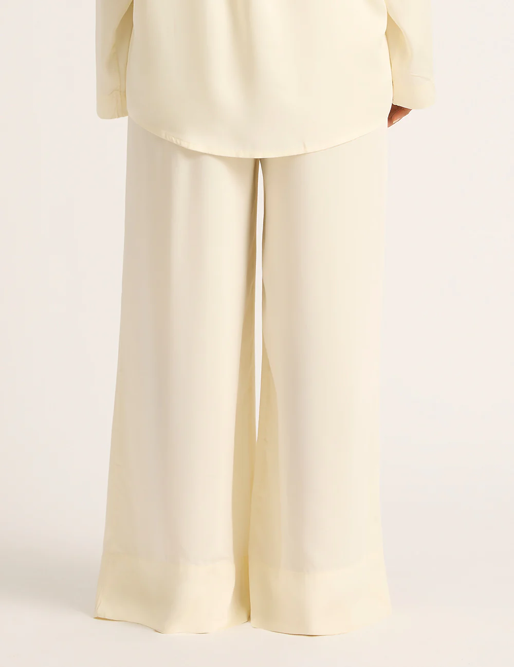 Vegan Silk Wide Leg Pants - Pearl - Image 3