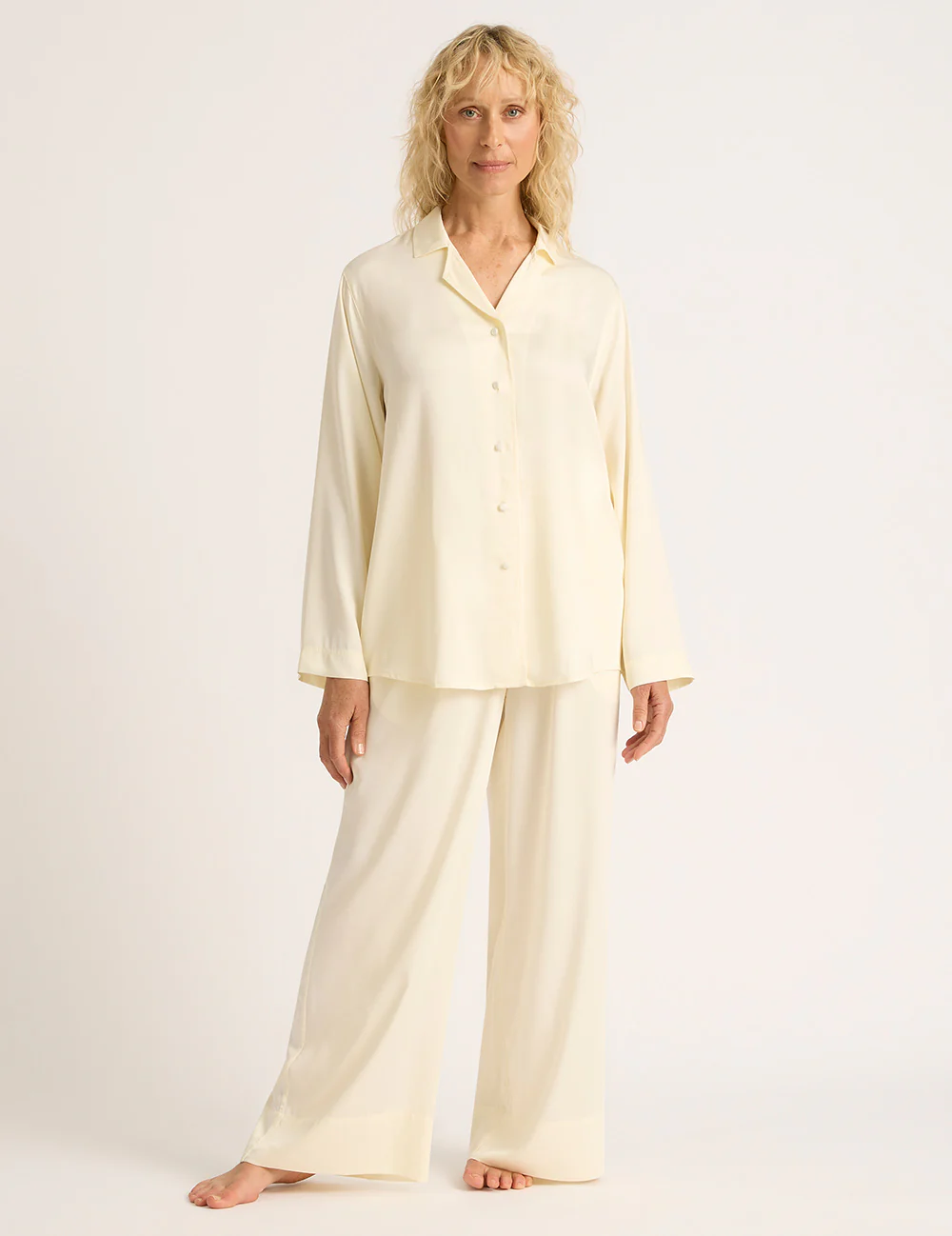 Vegan Silk Wide Leg Pants - Pearl - Image 6