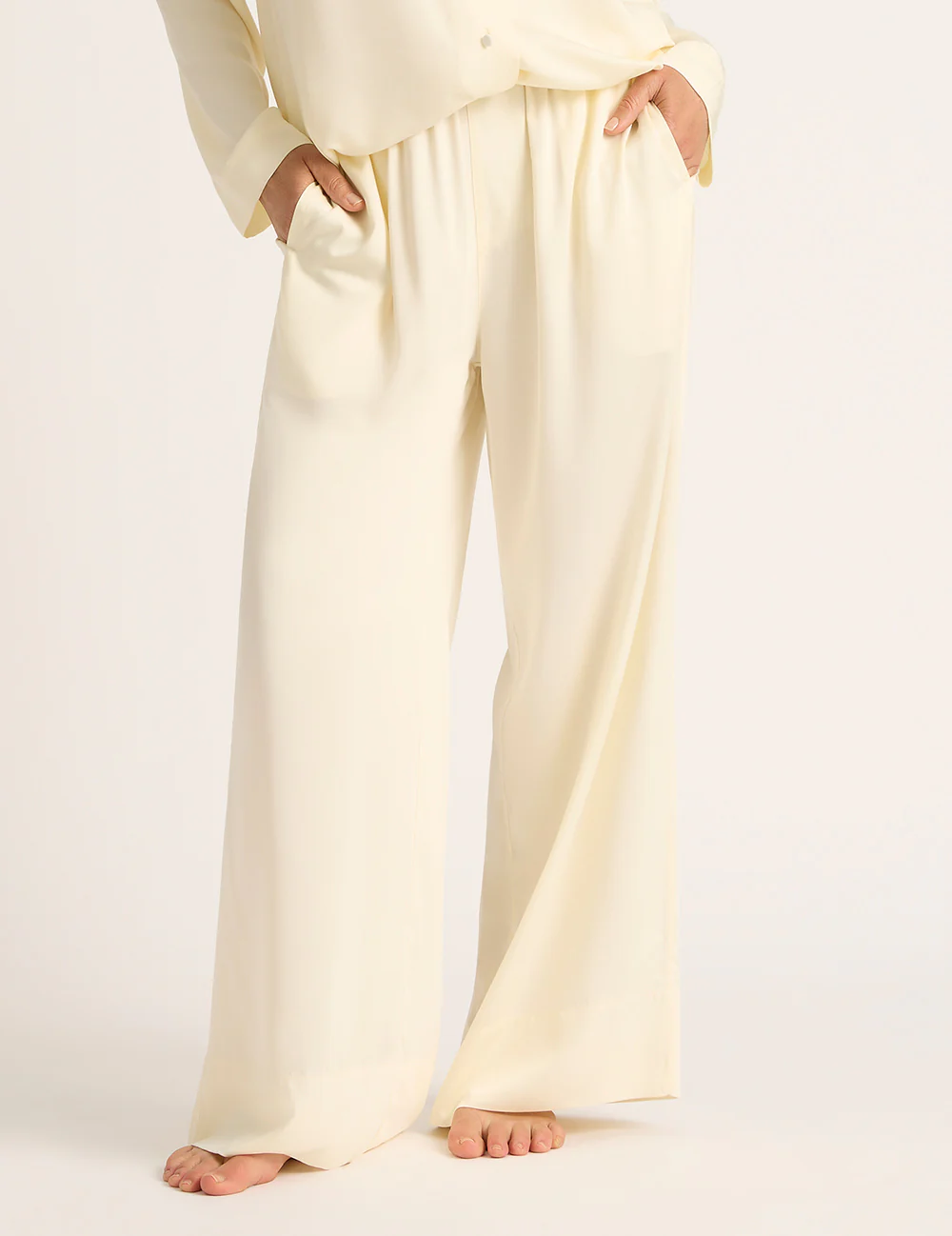 Vegan Silk Wide Leg Pants - Pearl - Image 8