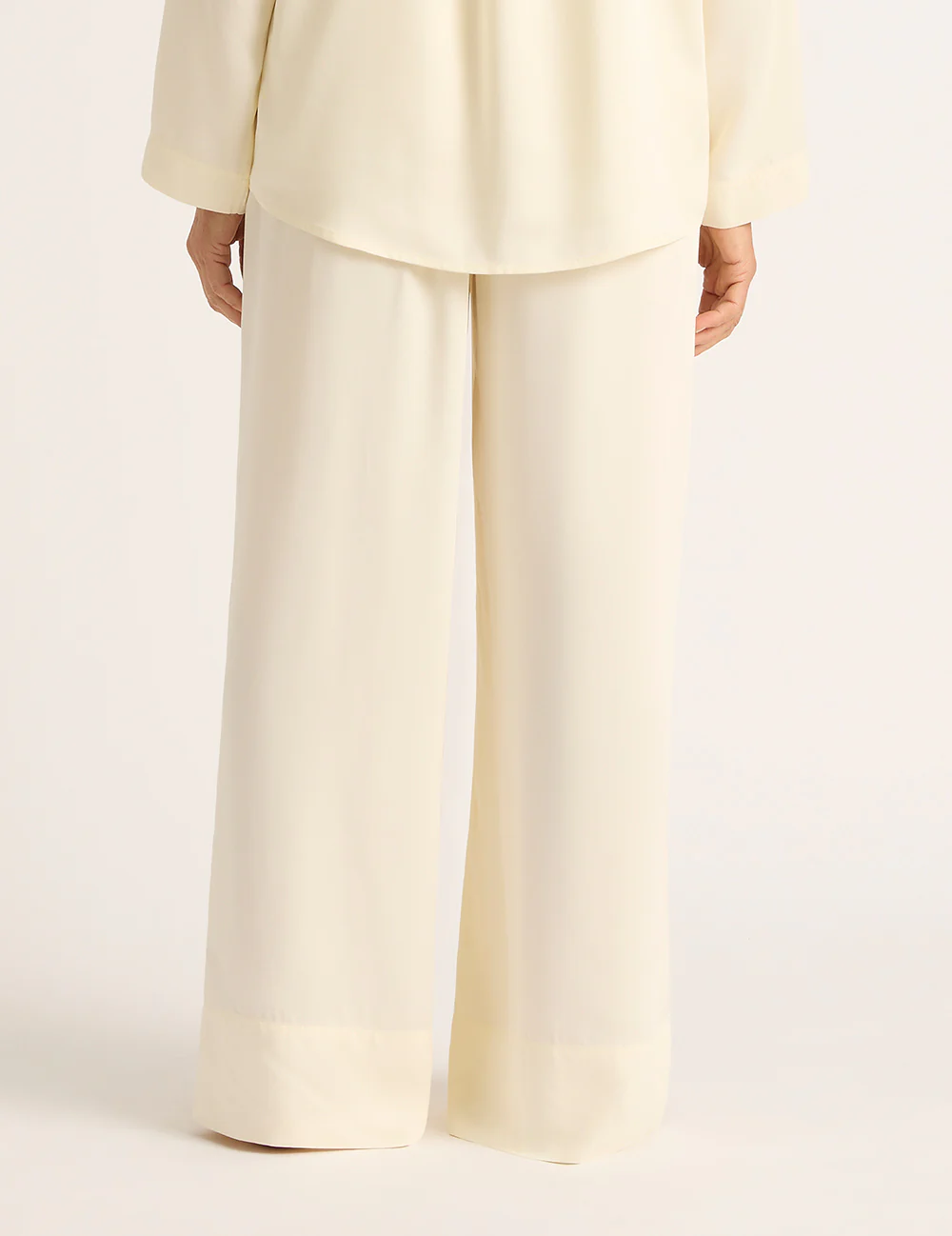 Vegan Silk Wide Leg Pants - Pearl - Image 9