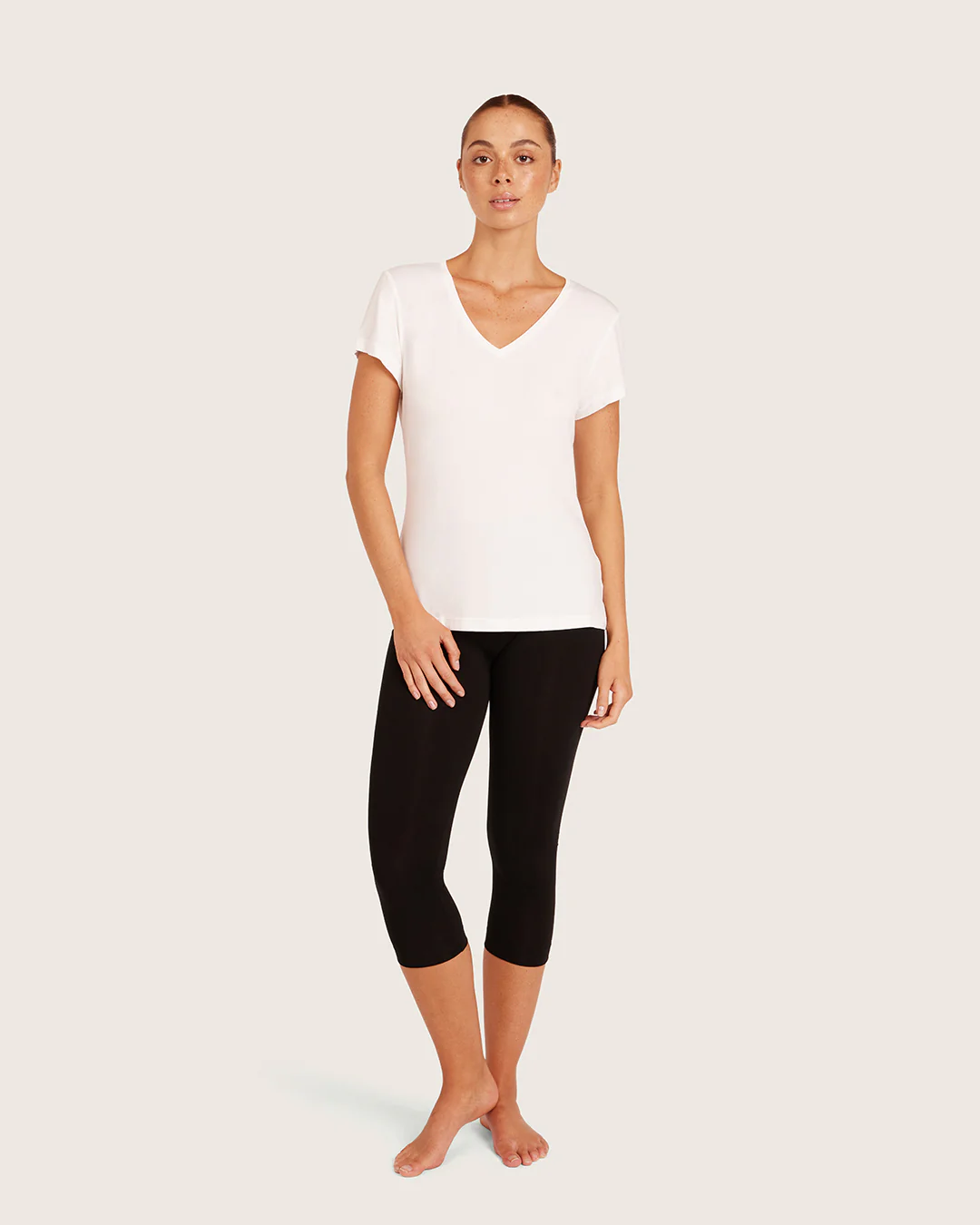 Women's Base Layer V-Neck T-Shirt - White - Image 3