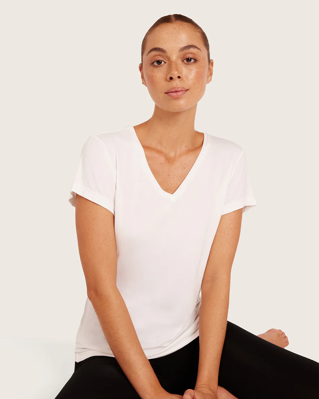 Women's Base Layer V-Neck T-Shirt - White - Image 4