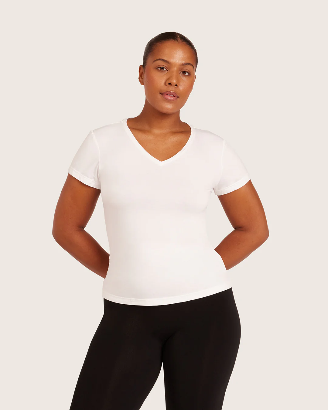 Women's Base Layer V-Neck T-Shirt - White - Image 5