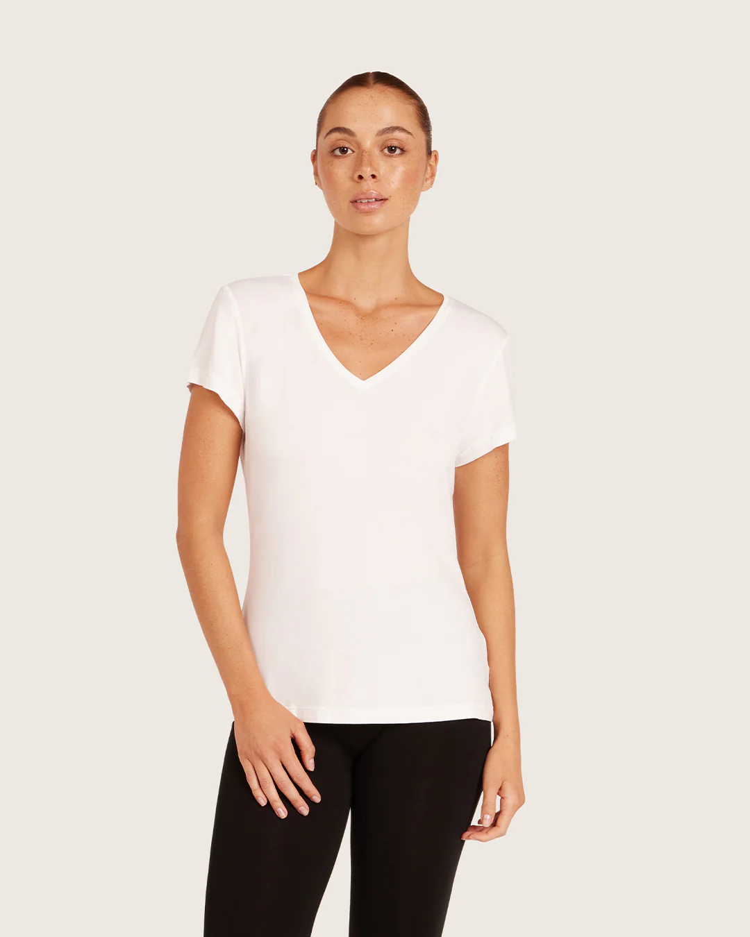 Women's Base Layer V-Neck T-Shirt - White - Image 8