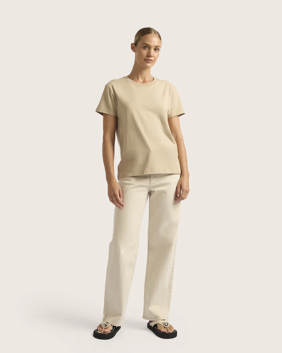 Women's Classic Crew Neck T-Shirt - Stone - Image 4