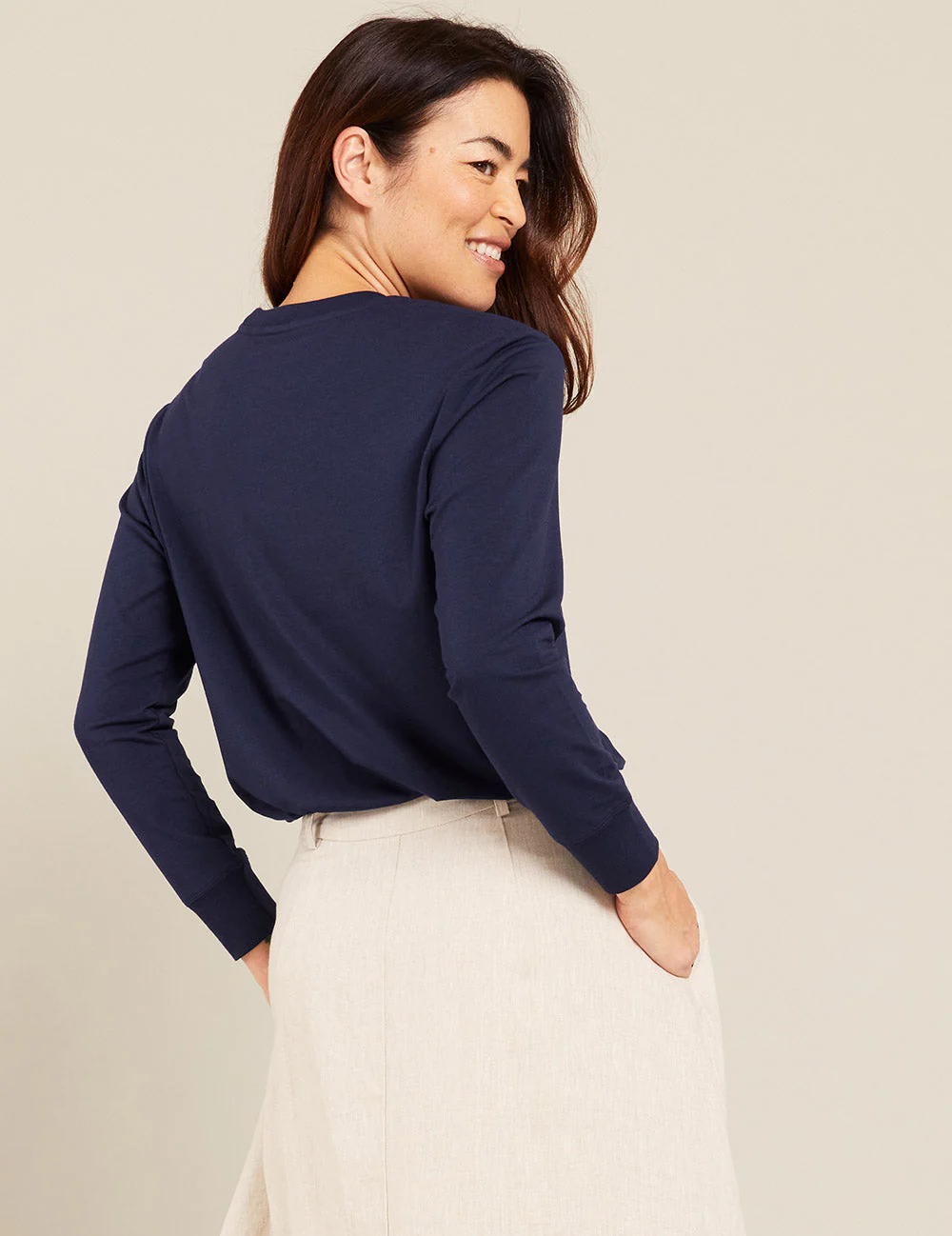 Women's Classic Long Sleeve T-Shirt - Navy - Image 6