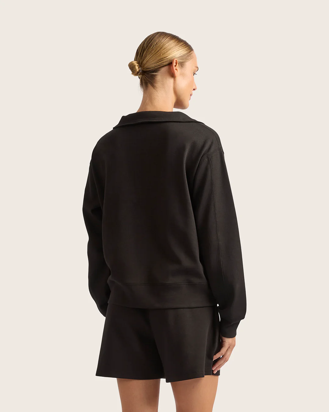Women's Quarter Zip Sweater - Black - Image 3
