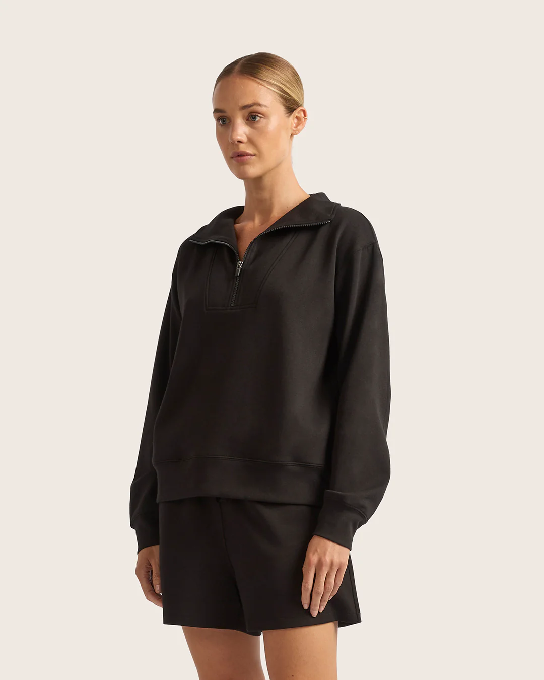 Women's Quarter Zip Sweater - Black - Image 4