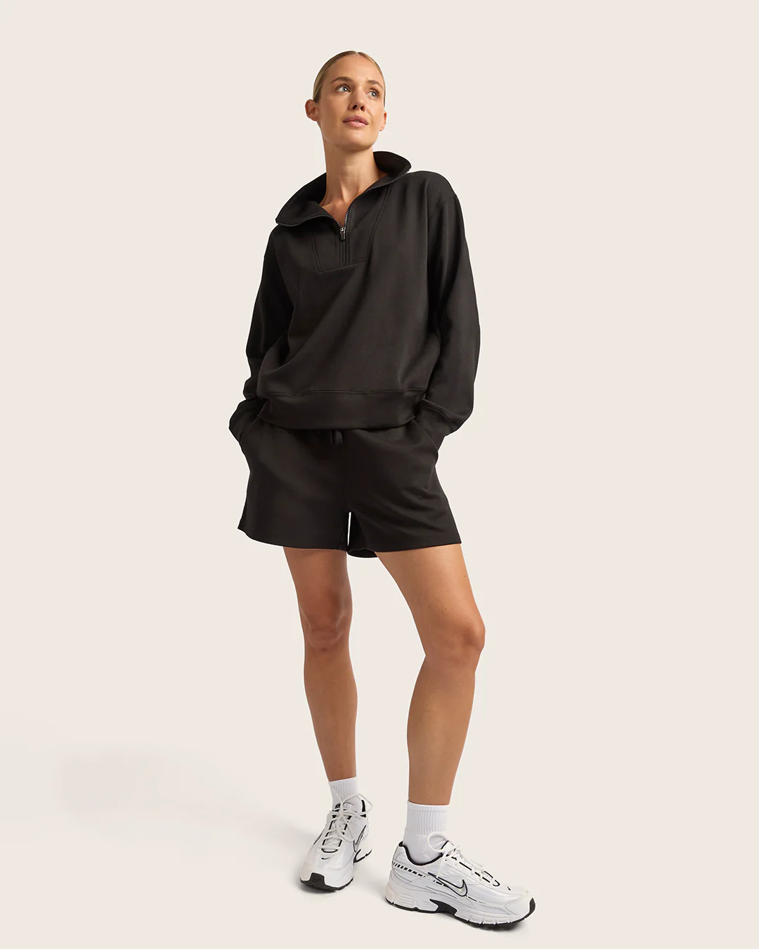 Women's Quarter Zip Sweater - Black - Image 5