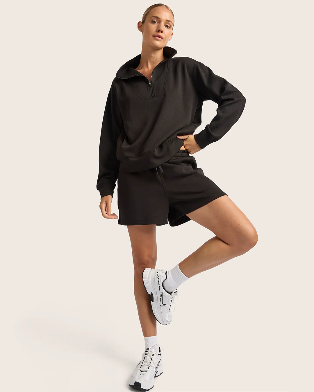 Women's Quarter Zip Sweater - Black - Image 7