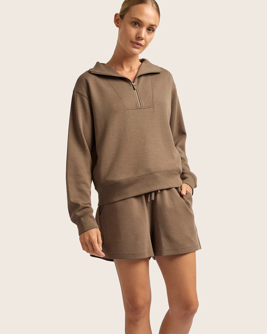 Women's Quarter Zip Sweater - Oyster - Image 4
