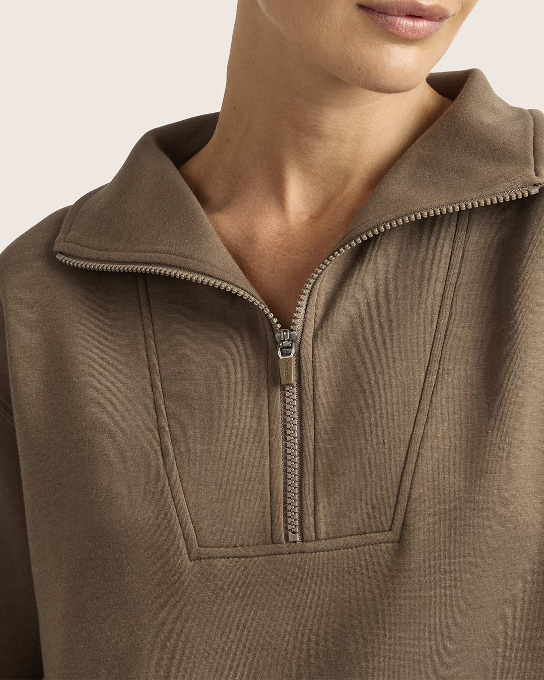 Women's Quarter Zip Sweater - Oyster - Image 6