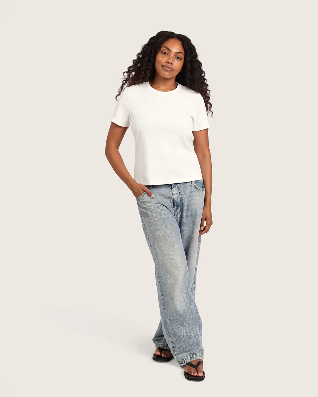 Women's Ribbed Crew Neck T-Shirt - White - Image 13