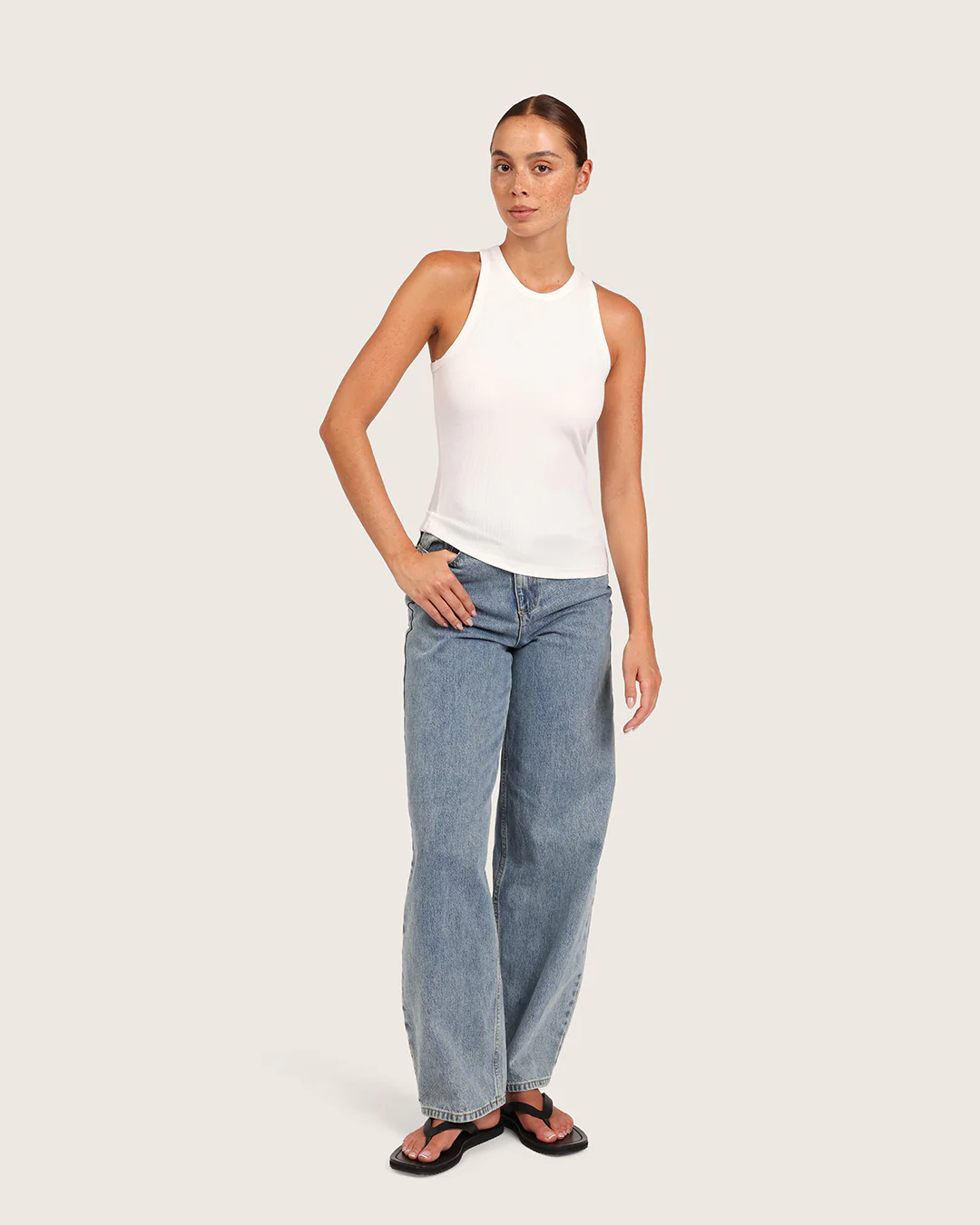 Women's Ribbed Racerback Tank - White - Image 4