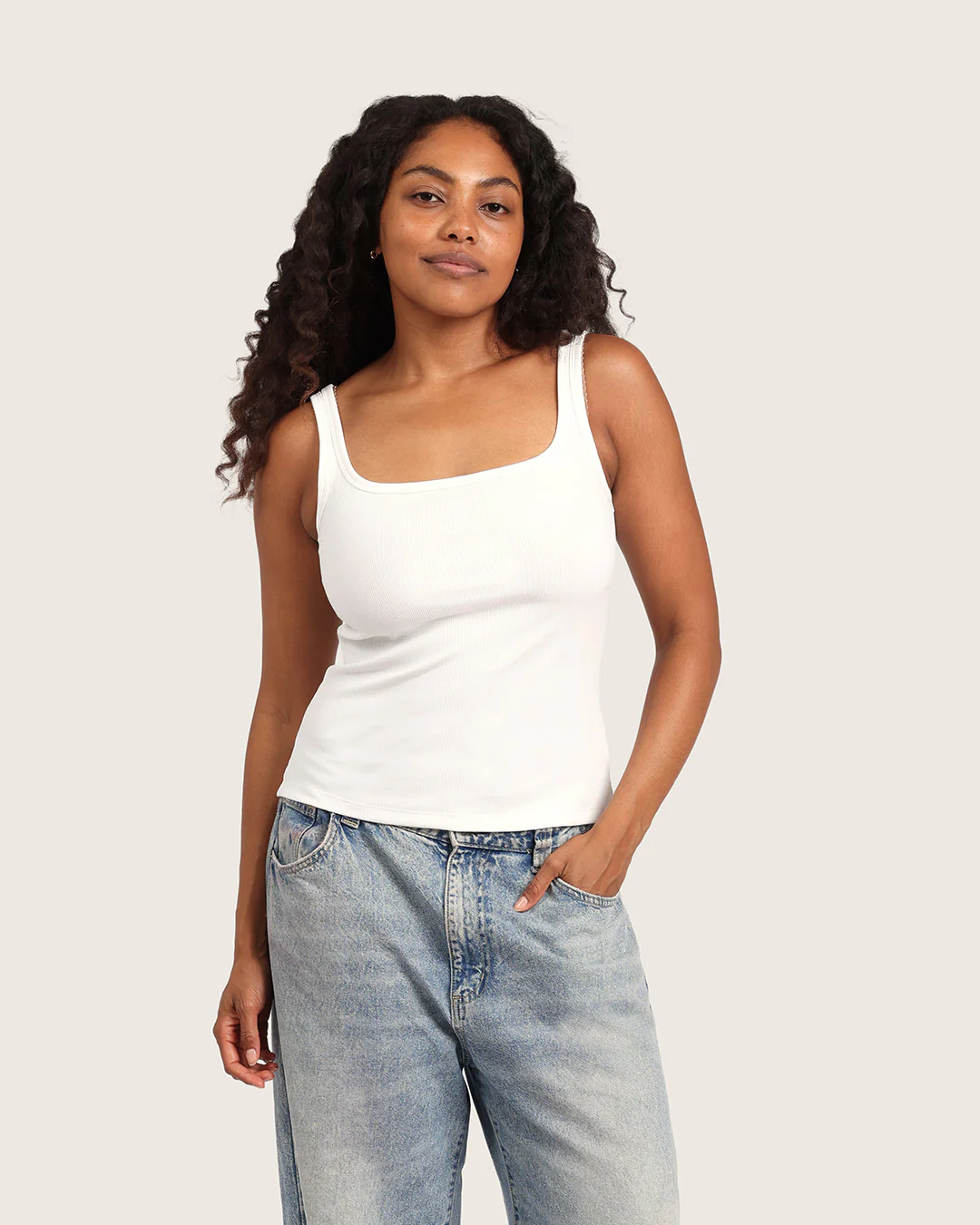 Women's Ribbed Tank Top - White - Image 11