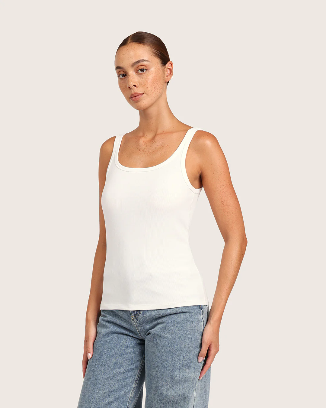 Women's Ribbed Tank Top - White - Image 4