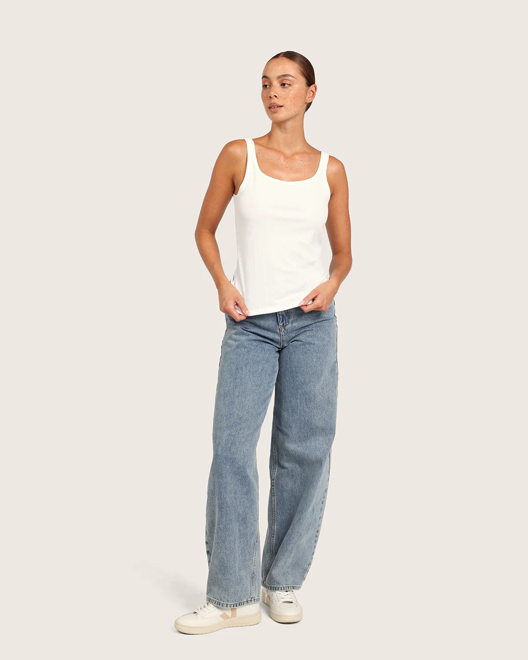Women's Ribbed Tank Top - White - Image 6