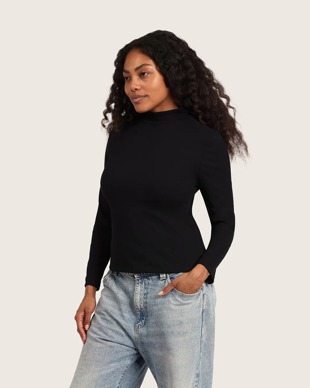 Women's Ribbed Turtleneck Top - Black - Image 12