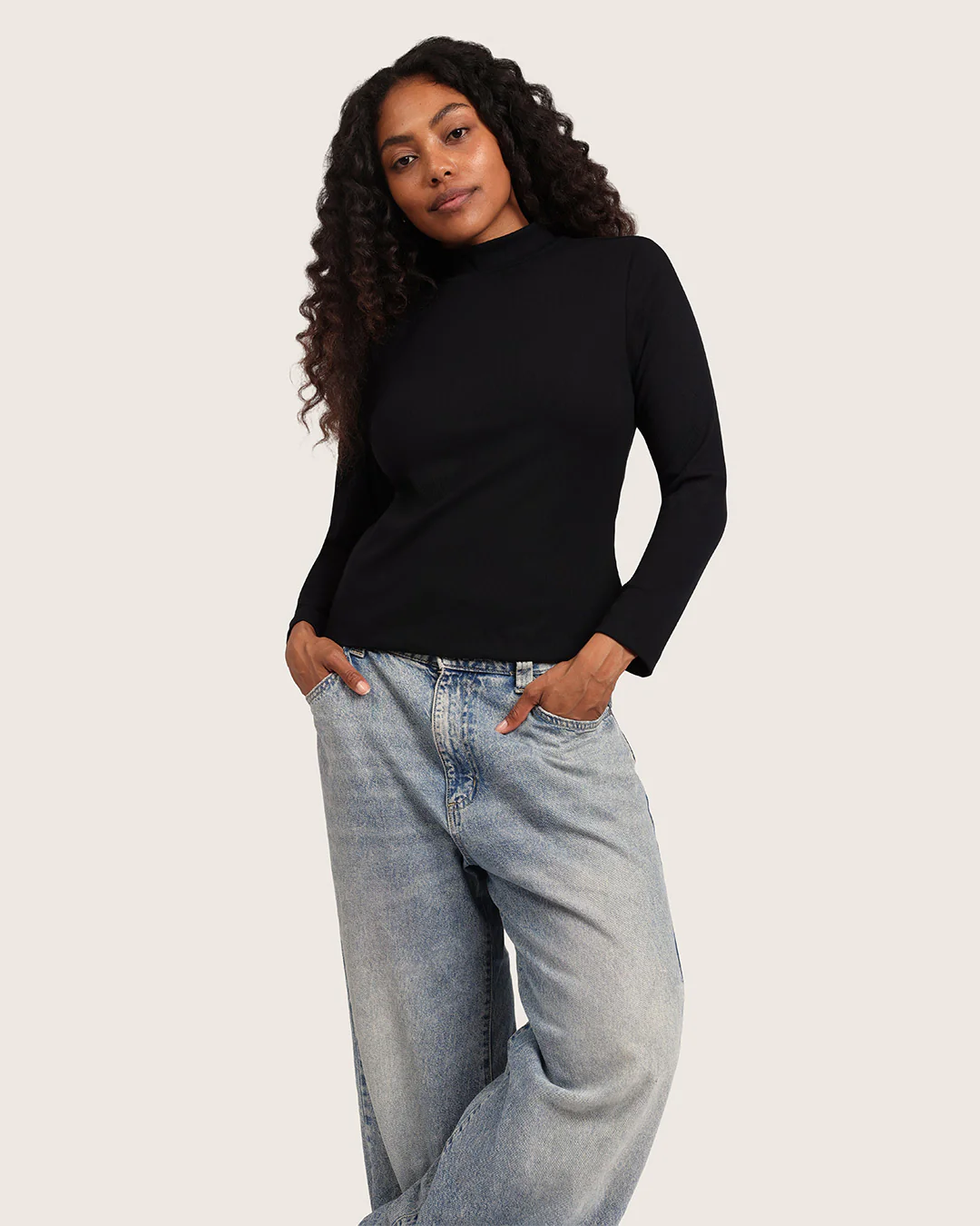 Women's Ribbed Turtleneck Top - Black - Image 15