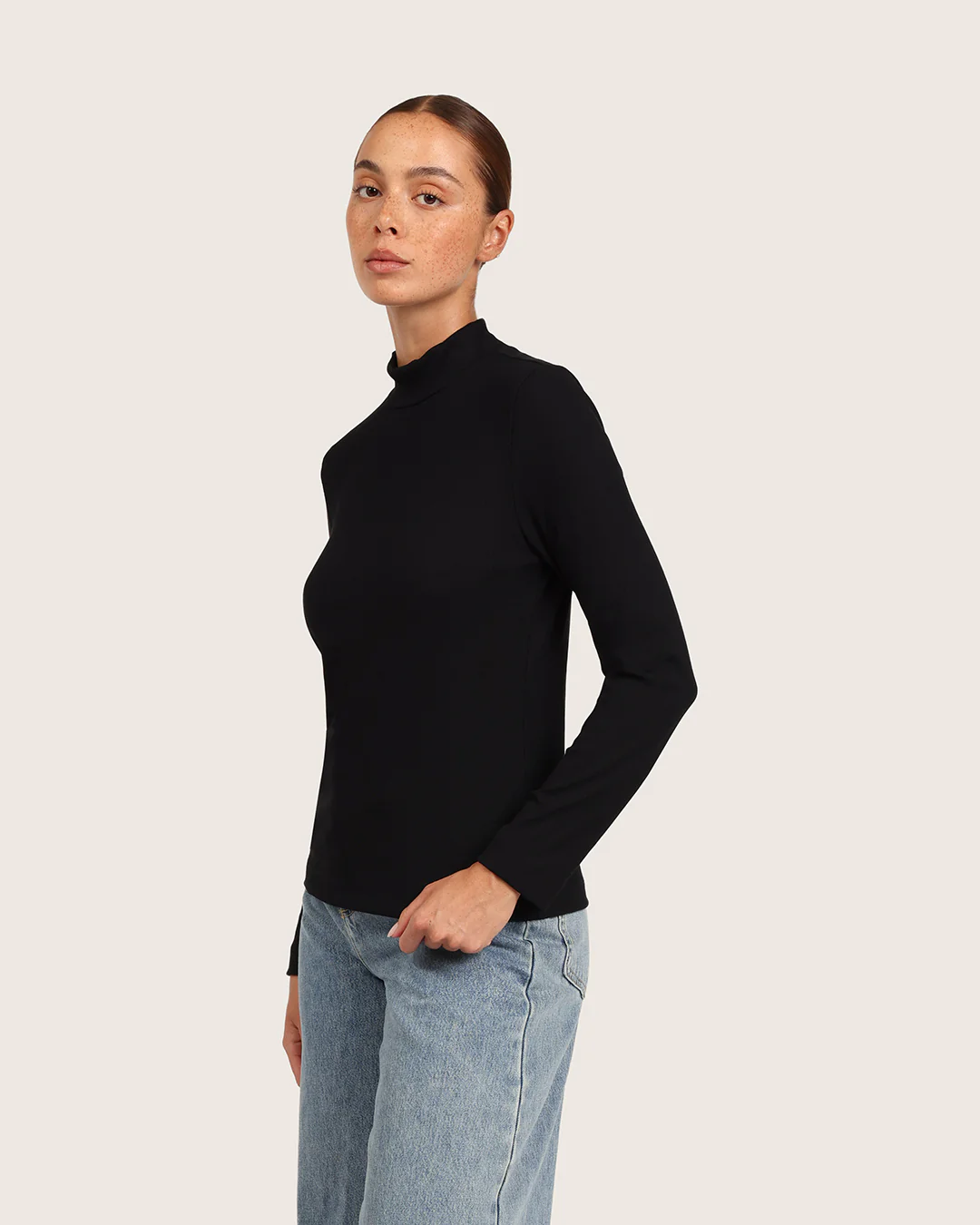 Women's Ribbed Turtleneck Top - Black - Image 3