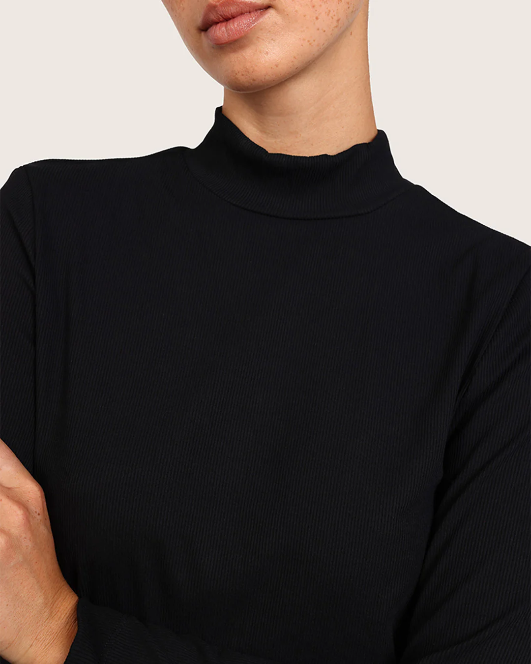 Women's Ribbed Turtleneck Top - Black - Image 4